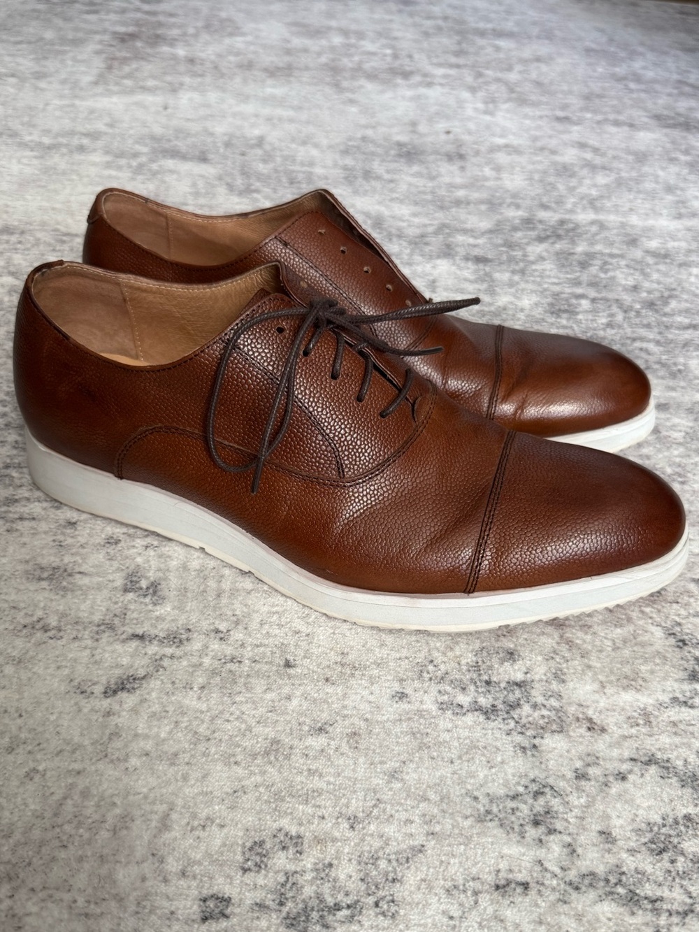 Men's Brown Leather Dress shoes with White Sole